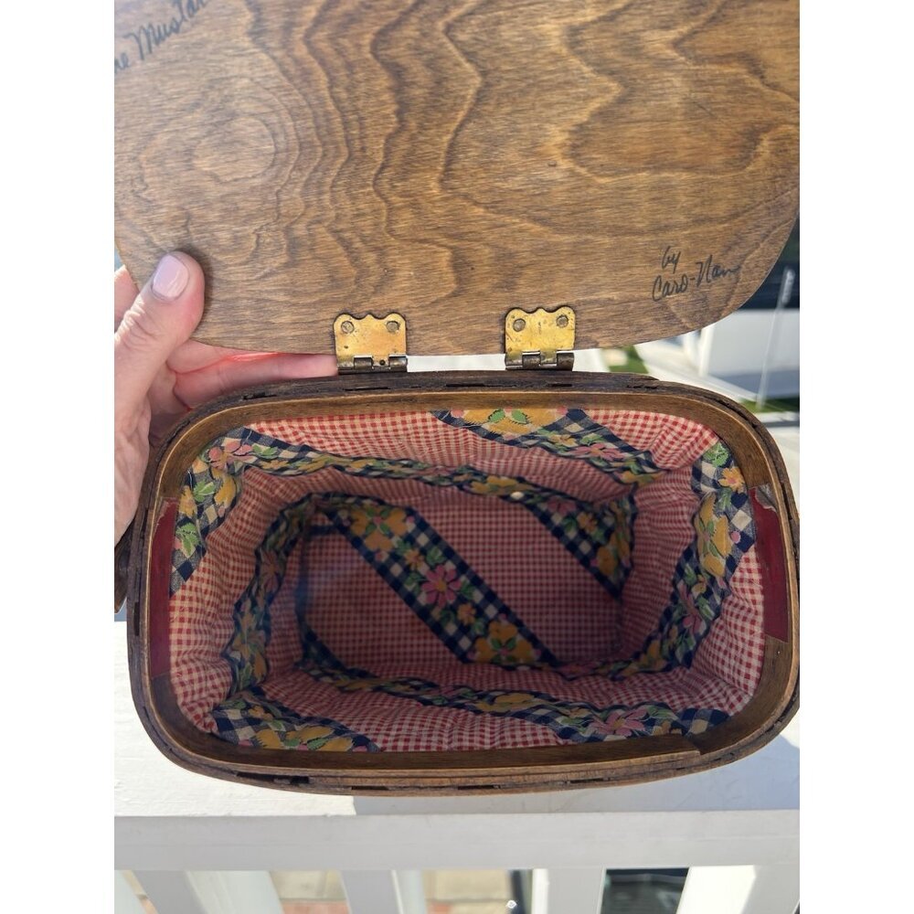 Vintage 80s 1982 Caro-Nan wooden handpainted basket purse California boho hippie - Picture 4 of 16